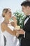 Beautiful Bride Feeding Wedding Cake To Groom