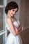 Beautiful bride in luxury dress. young woman in wedding photosession