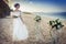 Beautiful bride married at the beach, Bali. Wedding ceremony