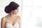 Beautiful bride. Wedding hairstyle make-up luxury fashion dress concept