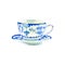 Beautiful bright artistic tender wonderful blue porcelain china tea cup watercolor hand sketch