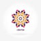 Beautiful bright juicy company logo. Kaleidoscope flower. Simple mandala logo.