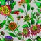 Beautiful bright lantana or brazil verbena flowers on gray background. Seamless summer floral pattern. Watercolor painting.