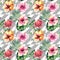 Beautiful bright lovely abstract colorful tropical hawaii floral herbal summer pattern of tropical flowers hibiscus orchids and pa