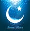 Beautiful bright moon and stars for ramadan festival