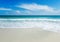 Beautiful bright tropical landscape, perfect beach, blue sky, white sand, turquoise water