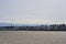 Beautiful bright view on South Dublin and the Mountains seen from Sandymount Beach, Dublin, Ireland during lowest tide