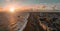 Beautiful Brighton beach view. Magical sunset and stormy weather in Brighton