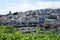 Beautiful Brixham landscape in the middle of a hot bright summer with the church and town