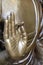 Beautiful bronze Buddha statue hand, close up