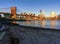 Beautiful Brooklyn Bridge sunrise, Manhattan in the Background