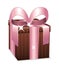 Beautiful brown and pink wrapped gift box.