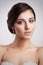 Beautiful Brunette Bride Woman Portrait. Elegance Hairstyle