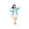 Beautiful brunette plus size woman in fashionable clothes, curvy, overweight girl, body positive vector Illustration on