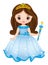 Beautiful Brunette Princess in Long Blue Dress