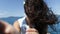 Beautiful Brunette Woman Happy Smiling To Camera Sitting On Thailand Boat, Closeup Of Young Girl