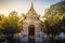 Beautiful Buddhist temple entrance gate to church at Wat Ram Poeng (Tapotaram) temple, Chiang Mai, Thailand. Wat Rampoeng is one o