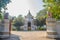 Beautiful Buddhist temple entrance gate to church at Wat Ram Poeng (Tapotaram) temple, Chiang Mai, Thailand. Wat Rampoeng is one o