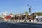 Beautiful Budweiser\'s horse car in the famous Rose Parade