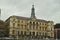 Beautiful Building of the Bilbao City Hall on a very rainy day. Architecture Travel Holidays.