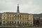 Beautiful Building of the Bilbao City Hall on a very rainy day. Architecture Travel Holidays.