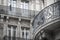 Beautiful building details. Ornate facade with iron balconies. Toulouse, France