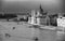 The beautiful building of Hungarian Parliament of Budapest seen from Gellert Hill