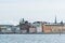 Beautiful buildings at the bank of the strait in the downtown of Stockholm, Sweden