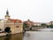 Beautiful buildings on Vltava riverside in Prague.