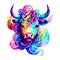 Beautiful bull portrait in watercolor style. Generative AI