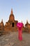 Beautiful burmese dressed lady at Bagan.