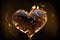 Beautiful burning heart in the fire seeking Love