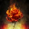 Beautiful Burning Red Rose. Black background