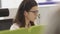 Beautiful business women wearing glasses working in call center