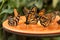 Beautiful butterflies eating sugar from fuits in a bowl