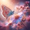 Beautiful butterfly on the flower with pollen, realistic photography, animal creatures