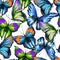 Beautiful butterfly seamless pattern. Tropical, jungle and forest colorful insects in hand drawn digital style