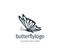 beautiful butterfly vector logo design with majestic detail feature on the wings in side view