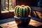 Beautiful cactus against the background of the Mexican desert, agave bush grows in the desert,