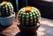 Beautiful cactus against the background of the Mexican desert, agave bush grows in the desert,