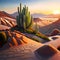 Beautiful cactus in the desert - ai generated image