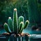 Beautiful cactus in water - ai generated image