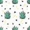 Beautiful Cactuses Abstract Natural Seamless Pattern