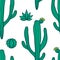 Beautiful Cactuses Abstract Natural Seamless Pattern