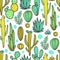 Beautiful Cactuses Abstract Natural Seamless Pattern