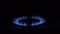 Beautiful calm blue gas with bright orange sparks close view