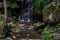 Beautiful calm waterfall landscape at Roughting Linn in Northumberland National Park in England