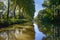 Beautiful Canal du Midi, sycamore trees and water, Southern France