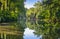 Beautiful Canal du Midi, sycamore trees and water, Southern France