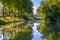 Beautiful Canal du Midi, sycamore trees and water, Southern France